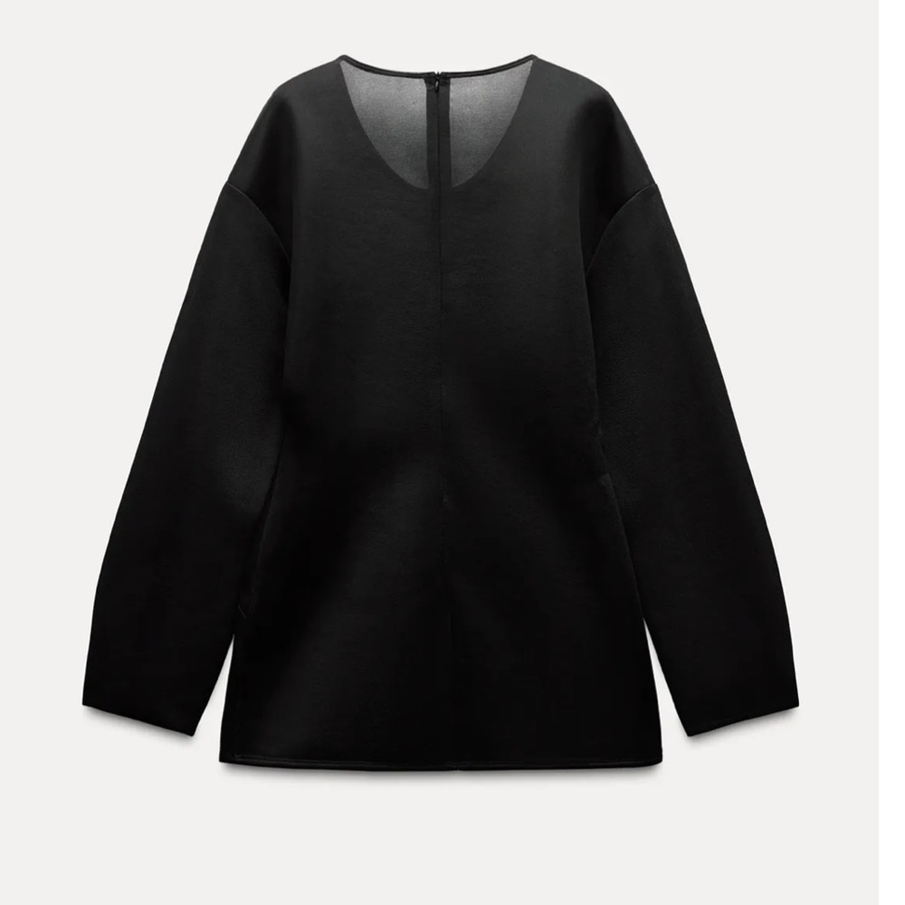 Zara black mesh organza thick long top / mini dress - Picture 5 of 10